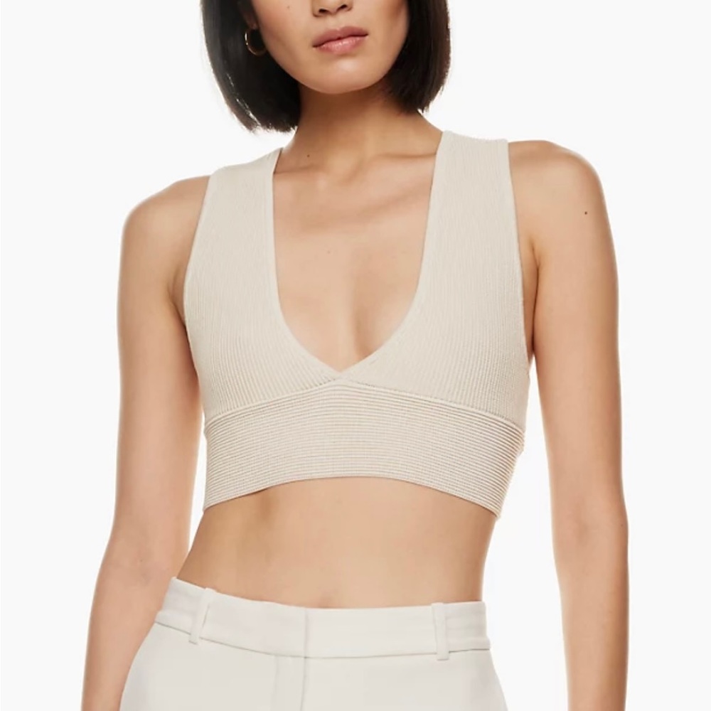 Light beige Babaton cropped sculpt knit top